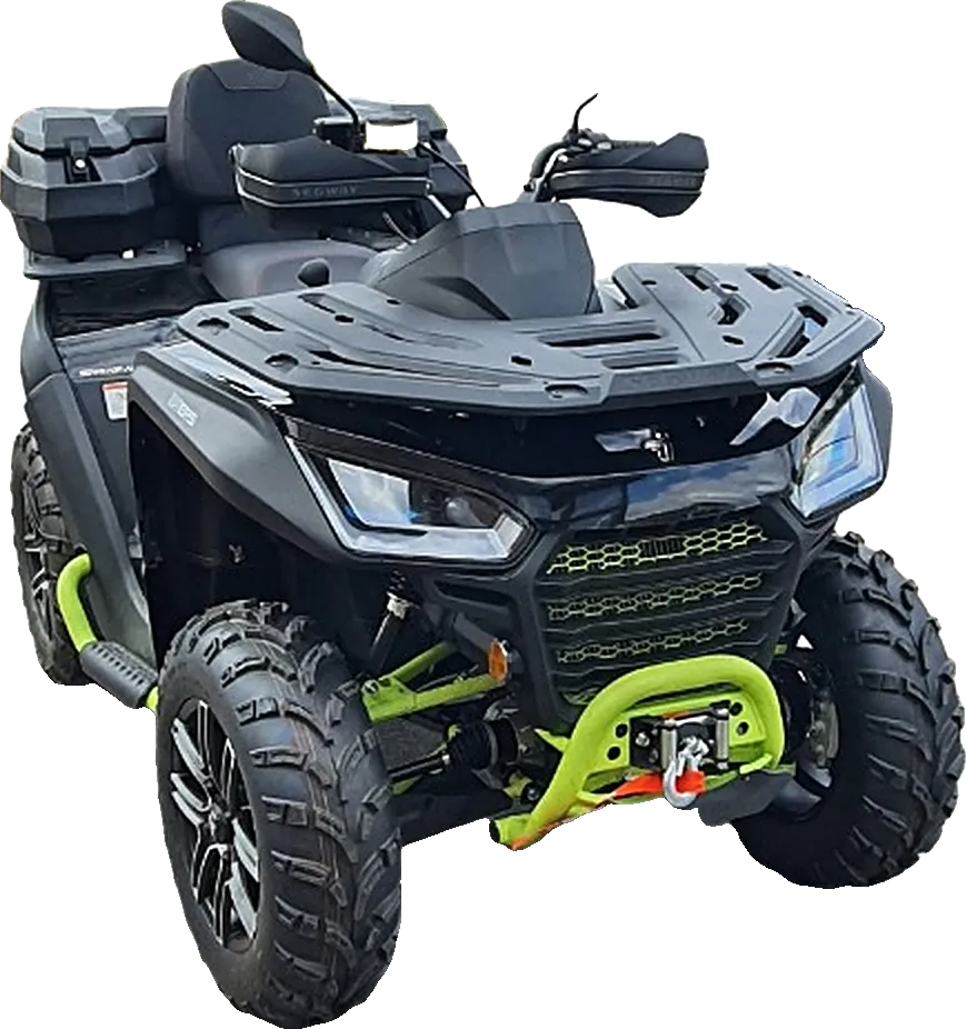 Black quad bike with lime green trim